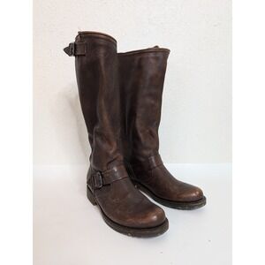 FRYE Veronica Slouch Brown Leather Riding Tall Boots Distressed Women's 6.5